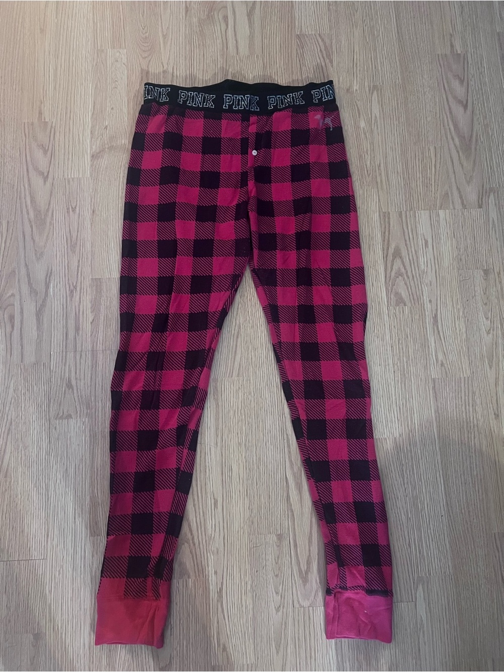 PINK Victoria's Secret Red and Black Plaid Leggings